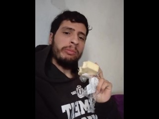 Man Eating Chesse