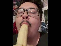 Latino Sucks Banana Thinking it’s YOUR COCK