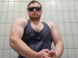 Post-Workout Muscle Flexing and Uncut Cock Pissing