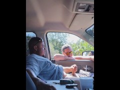 Caught masturbating in public and girl watches and films and tells him to keep going