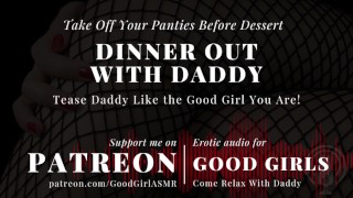 [GoodGirlASMR] Cenando con papá. Quítate las bragas antes del postre.