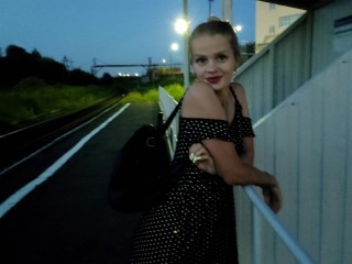 The Puzzled Baby was Waiting for the Train, and got a Hot Cock and a Big Creampie in Public