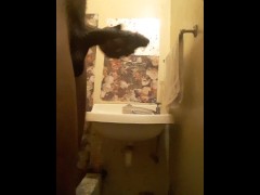 Left handed masturbating, that nut is stretching