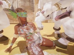Furry minotaurs cover the body of a tanned girl with cum | creampieGANgbang