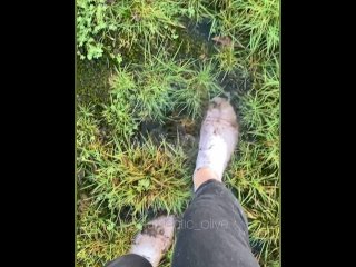 vertical video, teen, wet, white ankle socks