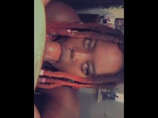 vertical video, ebony, blowjob, smoking fetish