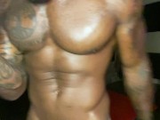 Preview 5 of BLACK MUSCLE GOD NUDE WORKOUT BIG BLACK COCK