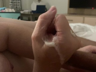Getting Jerked off at a Hotel and I Cum Twice.