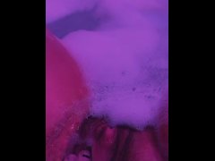 Tattooed Transgender man ftm big clit bath fun.