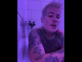 Tattooed Transgender Man Ftm Big Clit Bath Fun.