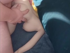 Fucking my girl's pussy doggy style and cumming on her feet.