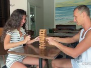 Preview 1 of Girl lost her Anal in a Jenga game and was fucked hard in the Ass