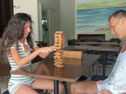Preview 2 of Girl lost her Anal in a Jenga game and was fucked hard in the Ass