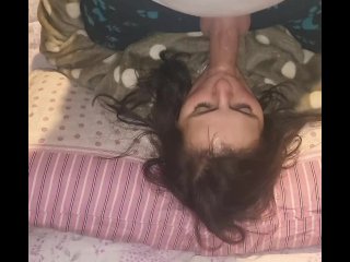 small tits, swallow, cumshot, surprise cum mouth