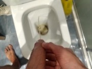 Preview 5 of Huge Cock Filled with Cum After Masturbating He Pees in the Bathroom