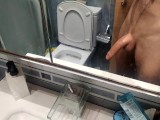 Huge Cock Filled with Cum After Masturbating He Pees in the Bathroom