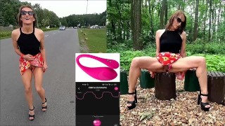 Flashing In Public While Using A Remote Vibrator In A Park