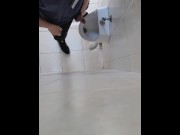 Preview 1 of Risky wank in public urinal at work. Man's room