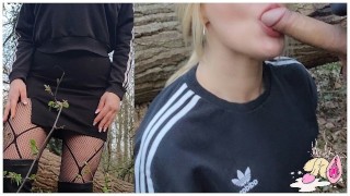 OUTDOOR SEX IN THE FOREST WITH A STRANGER WAS HOT BJ And Miniskirt Up