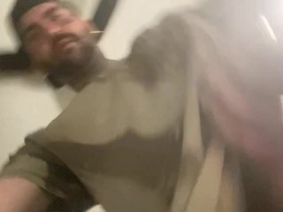 Tattooed boy jerks off