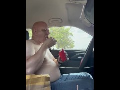 Piggy eats McDonald’s in car
