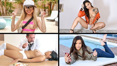 Little Asian Cuties Compilation feat. Ember Snow, Honey Gold, Lulu Chu y Vina Sky - TeamSkeet