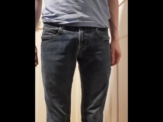 mature, piss jeans, vertical video, pissing