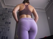 Preview 3 of Milf With Fit Ass In Leggings Teases Visible Panty Line