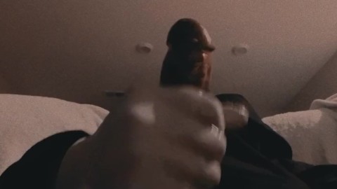 Stoking my black cock and moaning in the dark until I cum