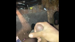 Stroking my hard cock