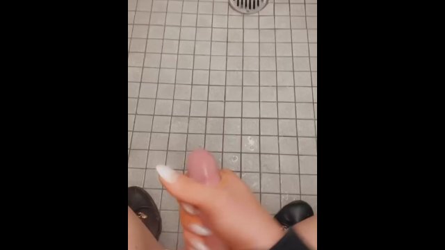 Courtney Kahx stroking in public bathroom