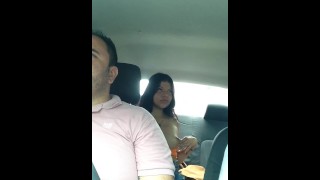 I Challenge The Stepsister Of My Closest Friend To Touch Herself And Flash Her Tits For Us In The Back Of The Car