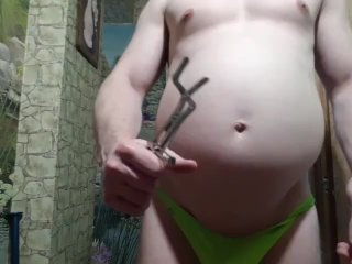 I stretch my belly button and inflate my drum🎈🎈🎈 On my OF