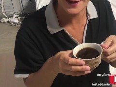 Milf granny drinks coffee with cum taboo .