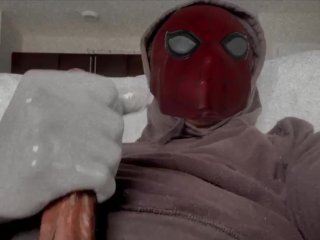 big cock jerking off, exclusive, jerking off, spiderman cosplay