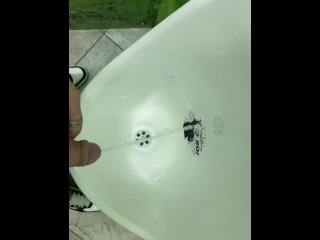 public toilet, men pissing public, outside, guy peeing
