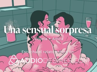 Sexo lésbico romántico en la bañera [porno en español]