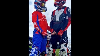 Hot Motocross Boys Cuddling Up To A Motorcycle
