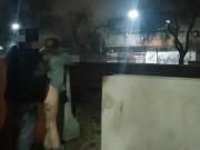 Preview 2 of girl flashing naked in the street fucking in public voyeurs and caught by the police