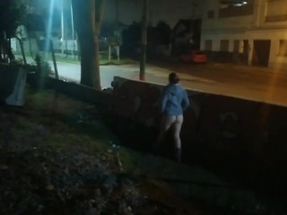 girl flashing naked in the street fucking in public voyeurs and caught by the police