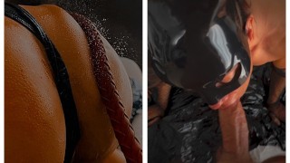 He whips my wet ass until I cum. Final Blowjob - Kinky Milf BDSM