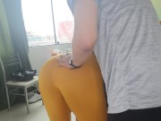 Preview 6 of STEPMOM IN SPANDEX LEGGINGS BUBBLE BUTT SURPRISED BY STEPSON BEST FRIEND MILF LATINA