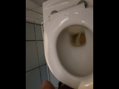 Peeing in and on a public restroom of a shopping center