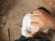 Preview 4 of POV Throatpie In Abandoned Building - Black Lynn Blowjob and Facefuck