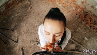 POV Throatpie In Abandoned Building - Black Lynn Blowjob and Facefuck