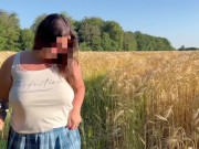 Preview 1 of NAUGHTY public exhibitionist wife WALKS NUDE in the FIELDS, SEARCHING for a COCK