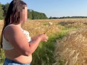 Preview 3 of NAUGHTY public exhibitionist wife WALKS NUDE in the FIELDS, SEARCHING for a COCK