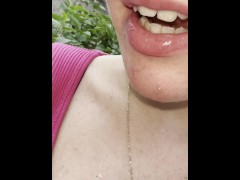 A nice blondie is coughing and spitting close up - Screenshot 14 of 16 - Spit