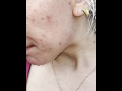 A nice blondie is coughing and spitting close up - Screenshot 3 of 16 - Smoke