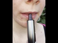 A nice blondie is coughing and spitting close up - Screenshot 5 of 16 - Closeup